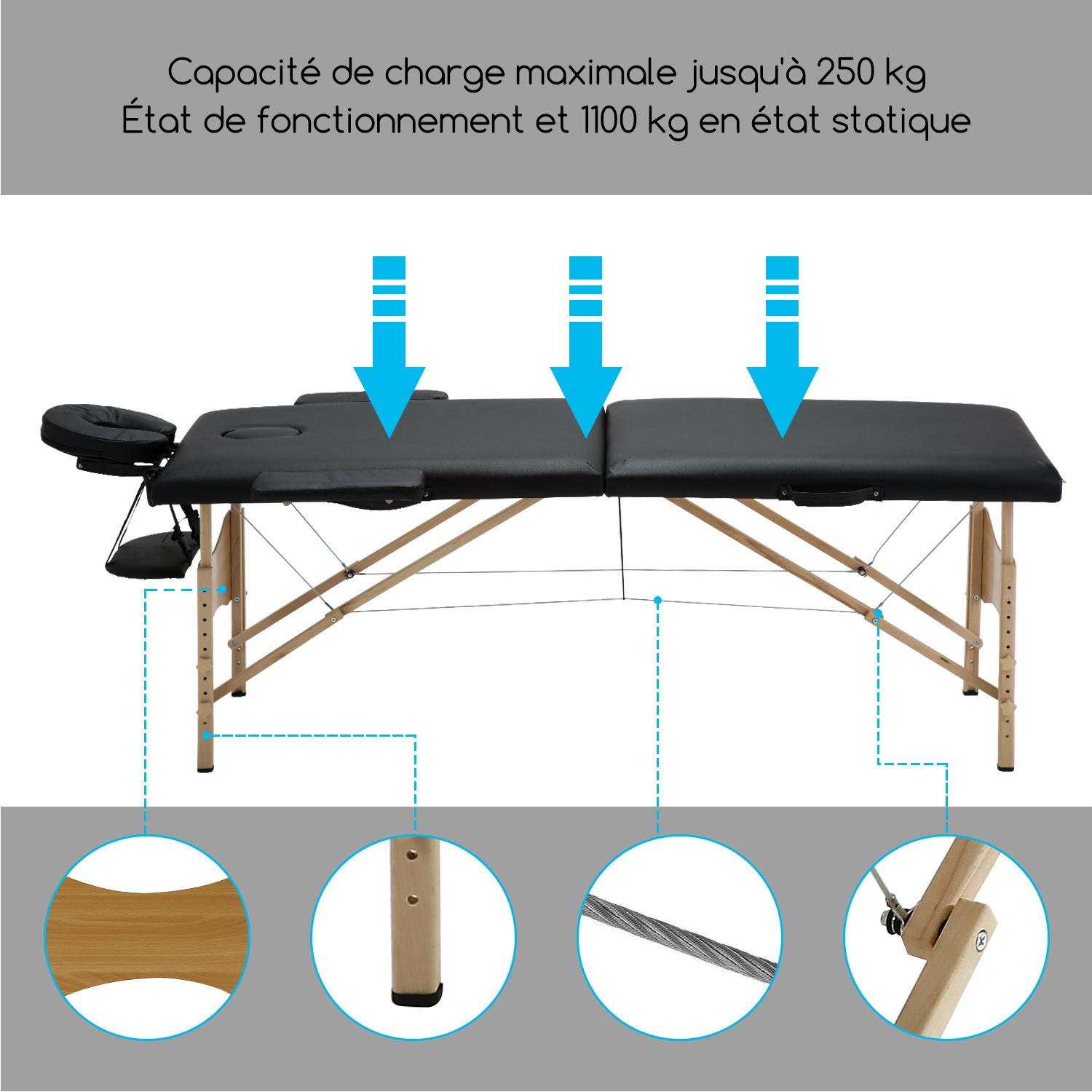 Table de massage mobile table de thérapie pliante lit de massage