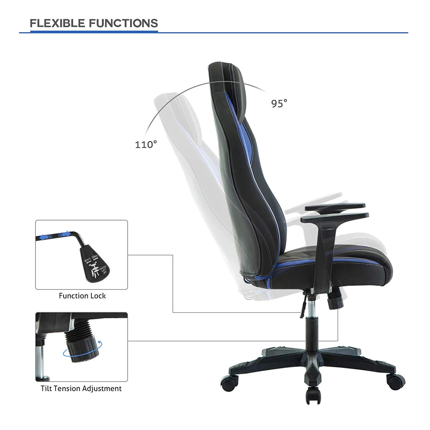 Chaise de Gamer Ergonomique, Fauteuil de Bureau Pivotant, Dossier Haut, Assis Rembourré, Hauteur Réglable (Bleu) IntimaTe WM Heart Chaise de Gamer Ergonomique, Fauteuil de Bureau Pivotant, Dossier Haut, Assis Rembourré, Hauteur Réglable (Bleu) IntimaTe WM Heart
