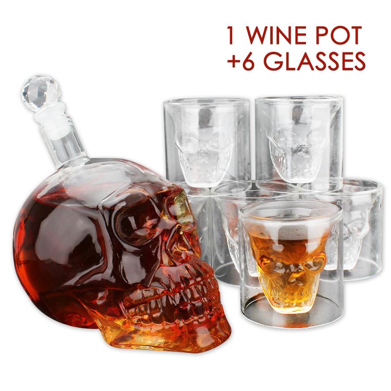 Skull Head Vodka Shot Whiskey Wine Drinking Glass Bottle Decanter Skull Shaped Wine Bottle 550 ml